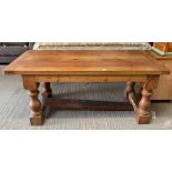 Large pine dining table along with 6 dining chairs