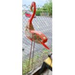 Wooden model of a Flamingo on metal legs