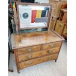 20th century walnut dressing chest with mirror