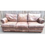 3 seater brown leather sofa