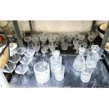 Cut glass to include decanters & 6 Rayware cocktai