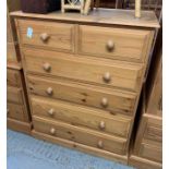 Modern pine chest of 2 short and 4 long drawers