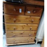 Modern pine chest with 2 short and 4 long drawers