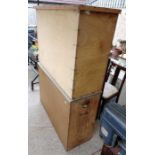 2 large pine & plywood storage containers with int