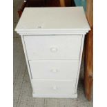 Painted pine chest of 3 short drawers
