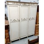 French style decorative painted 3 piece wardrobe