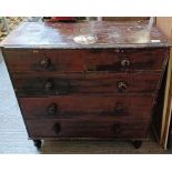 Victorian painted pine chest of 2 short & 3 long d