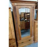 20th Century walnut wardrobe with mirrored front