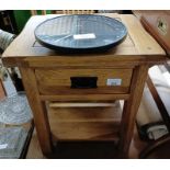 Oak side table, oak nest of tables& a wall clock