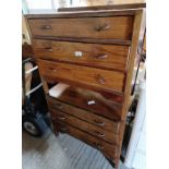 Pair of 20th century oak chests of 3 long drawers