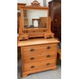 Early 20th Century walnut dressing chest with mirr