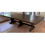 Very large oak refectory style dining table made b