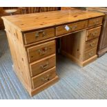 Modern pine pedestal knee hole desk