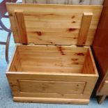 Modern pine blanket box & a lacquered side table