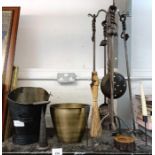 Fireside items to include coal buckets, tools, can