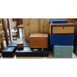 3 Chinese hardwood boxes along with other boxes and