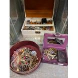 Collection of costume jewellery & a jewellery box