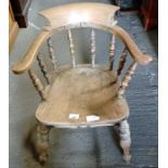 Beech & elm spindle back smokers chair