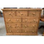 Large pine bank of drawers/sideboard