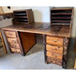 Large rustic hardwood knee hole desk