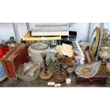 2 oak barley twist candlesticks, cased Polaroid ca