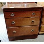 20th Century Oak chest with 3 drawers