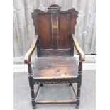 A 18th century and later oak wainscot chair
