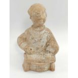 A terracotta model of a seated male figure, 36cm h