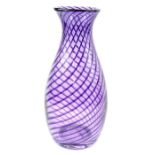 An amethyst glass vase with lined spiral decoratio