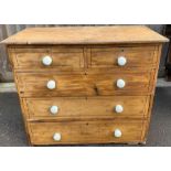 A Victorian painted pine chest of two short and th