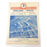 A programme for the England v Wales rugby match, S