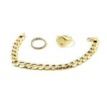 A 9ct gold bracelet, 10.8g, 18ct gold signet ring, 9