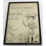 WW1 Military interest - A pen and ink caricature o