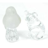 A Daum clear glass figure of a mouse, signed to th