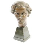 A 20th century bronze of a female head,