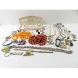 A small collection of vintage costume jewellery to