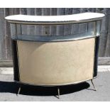 A vintage/ mid century curved cocktail bar, standi