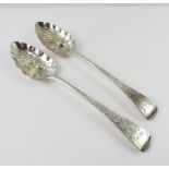 A pair of silver Georgian berry spoons, Samuel Hou