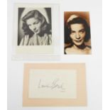 Autograph - Lauren Bacall - American Actor - cream