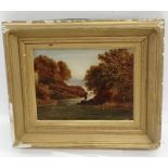 English school, 19th century, fly fisherman, oil o