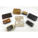 A mother of pearl card case, a brass 'Sucez Ma pip