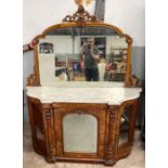 A Victorian inlaid walnut mirrored back credenza,