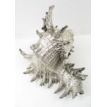A Mario Buccelati silver covered conch shell, boxe