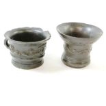 Two 17th century bronze mortars, each decorated in