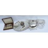A collection of silver plated items to include tur