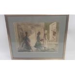 W S Rayer?, 20th century, standing females one wit