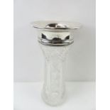A silver rimmed cut glass vase, Gorham Manufacturi