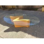 Heals style glass topped coffee table