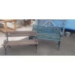 Painted garden bench along with 1 other