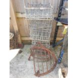 5 milk bottle crates along with cast iron feeders